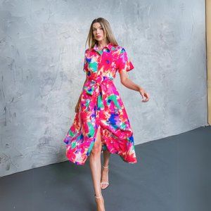 Flying Tomato - Move Over Floral Woven Midi Dress - Size Large